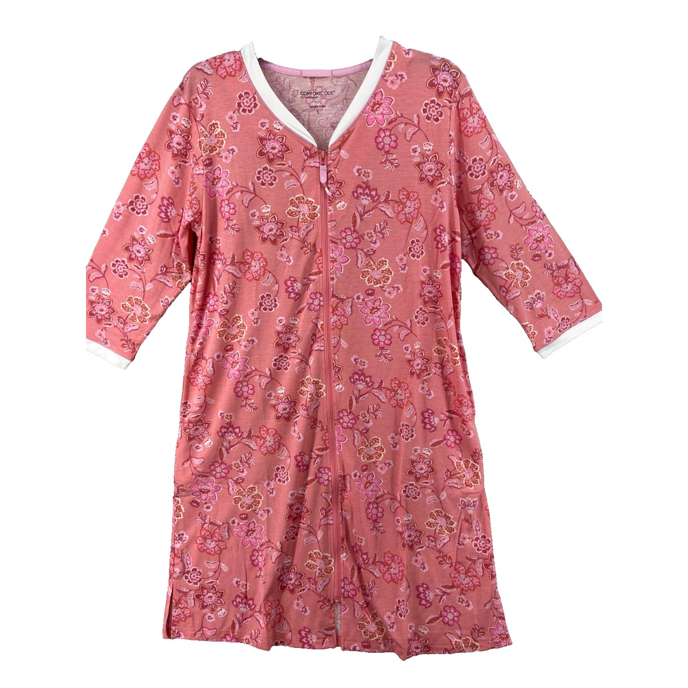 Comfort Code by Cuddle Duds Robe Womens Sz S Full Zip Pink Floral Ultra Knit New